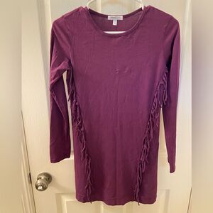 Joah Love Fringe Dress Purple Long Sleeved USA Girls Size 14 NWT